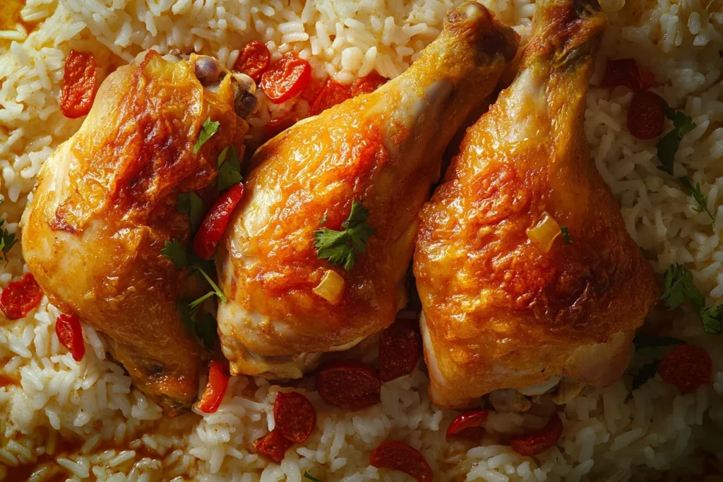 old fashioned baked chicken with rice and pimentos recipe